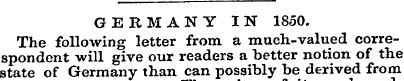 GERMANY IN 1850. The following letter fr...
