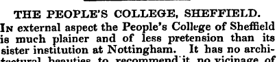 THE PEOPLE'S COLLEGE, SHEFFIELD. In exte...