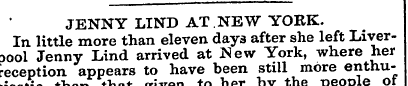 ¦ JENNY LIND AT.NEW YORK. In little more...