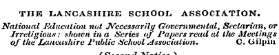THE LANCASHIRE SCHOOL ASSOCIATION. Natio...