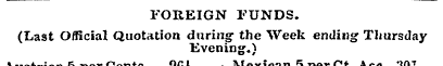 FOREIGN FUNDS. (Last Official Quotation ...