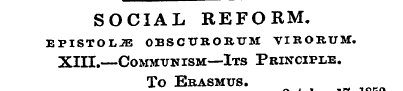 SOCIAL REFORM. EPISTOLJE OBSCURORUM VIRO...