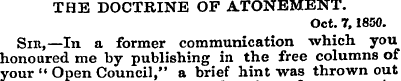 THE DOCTRINE OF ATONEMENT. Oct. 7,1850. ...