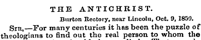 THE ANTICHRIST. Burton Rectory, near Lin...
