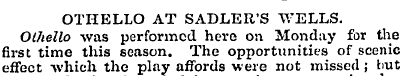 OTHELLO AT SADLER'S WELLS. Othello was p...