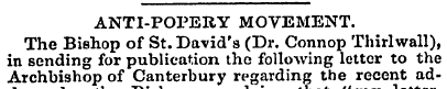 ANTI-POPERY MOVEMENT. The Bishop of St. ...
