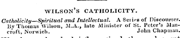 wilson's catholicity. Catliolicity—Spiri...