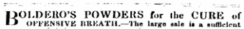 BOLDKUO'S POWDERS for (lie CURE of OFFENSIVE WREATH.—The large sale is a sufficient in