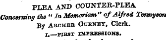 PLEA AND COUNTER-PLEA. Concerning the " ...