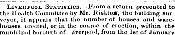 LiviinrooL Statistics.—From a return pre...