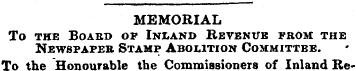 MEMORIAL To the Board of Inland Revenue ...