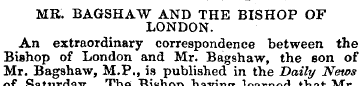 MR. BAGSHAW AND THE BISHOP OF LONDON. An...