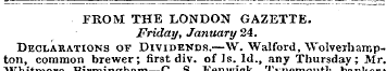 FROM THE LONDON GAZETTE. Friday, January...