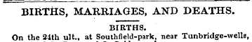 BIRTHS, MARRIAGES, AND DEATHS. BIRTHS. O...