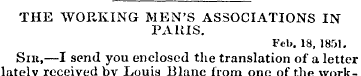 THE WORKING MEN'S ASSOCIATIONS IN PA HIS...