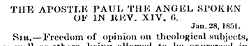 THE APOSTLE PAUL THK ANGEL SPOKEN OF IN ...