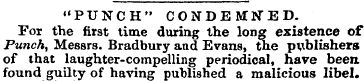"PUNCH" CONDEMNED. For the first time du...