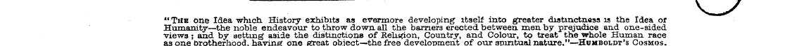 "The one Idea which. History exhibits as...