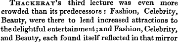 Thackeray's third lecture was even more ...