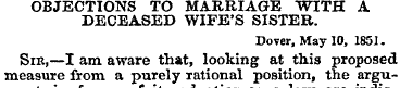 OBJECTIONS TO MARRIAGE WITH A DECEASED W...