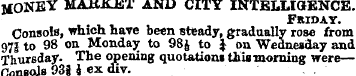 MONEY MARKET AND CITY INTELLIGENCE. Frid...
