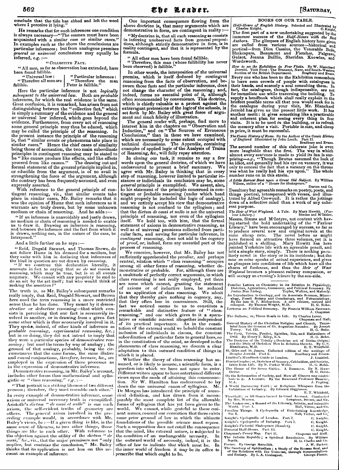 Leader (1850-1860): jS F Y, Country edition - Bailey's Tiikoky Ok Uiiasoning. The Theo...