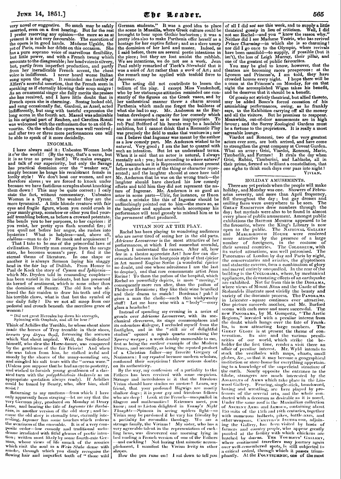 Leader (1850-1860): jS F Y, Country edition - Don Giovanni. By His Performance Of Otta...