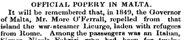 OFFICIAL POPERY IN MALTA. It will be rem...