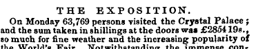 THE EXPOSITION. On Monday 63,769 persons...