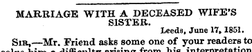 MARRIAGE WITH A DECEASED WIFE'S SISTER. ...