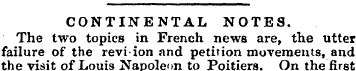 CONTINENTAL NOTES. The two topics in Fre...