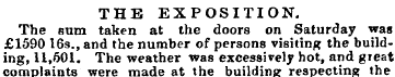 THE EXPOSITION. The Bum taken at the doo...