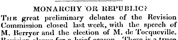 MONARCHY OR REPUBLIC? The great prelimin...