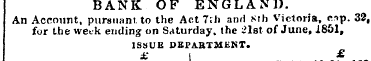 BANK OF ENGLAND. An Account, pursuant to...