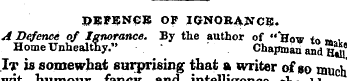 DEFENCE OF IGNORANCE. A Defence of Ignor...