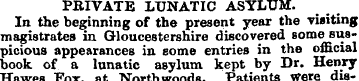 PRIVATE LUNATIC ASYLUM. In the beginning...