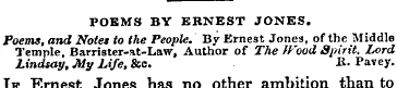 POEMS BY ERNEST JONES. Poems, and Notes ...