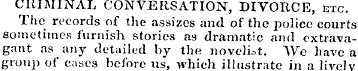 CRIMINAL CONVERSATION, DIVORCE, etc. The...