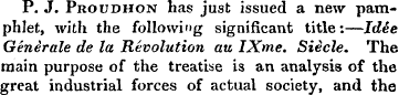 P. J. Proudhon has just issued a new pam...