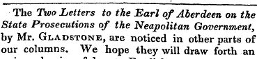 The Two Letters to the Earl of Aberdeen ...