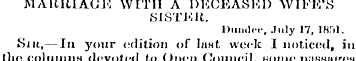 MARRIAGE WITH A DECEASED WIFE'S SISTER. ...