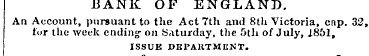 BANK OF ENGLAND. An Account, pursuant to...