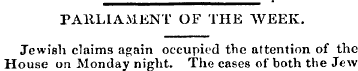 PARLIAMENT OF THE WEEK. Jewish claims ag...