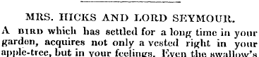 MRS. HICKS AND LORD SEYMOUR. A bird whic...