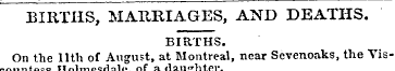 BIRTHS, MARRIAGES, AND DEATHS. BIRTHS. O...