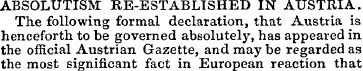 ABSOLUTISM RE-ESTABLISHED IN AUSTRIA. Th...