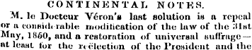 CONTINENTAL N O T E 8. M. 1« Docteur Ver...