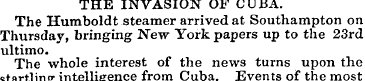 THE INVASION OF CUBA. The Humboldt steam...