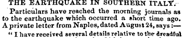 THE EARTHQUAKE IN SOUTHE RN ITALY. Parti...