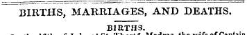 BIRTHS, MARRIAGES, AND DEATHS. BIRTHS. O...